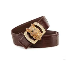 

LINSHE new crocodile The belt men The real thing luxury big men belt Wolf Smooth buckle Genuine leather belts tide