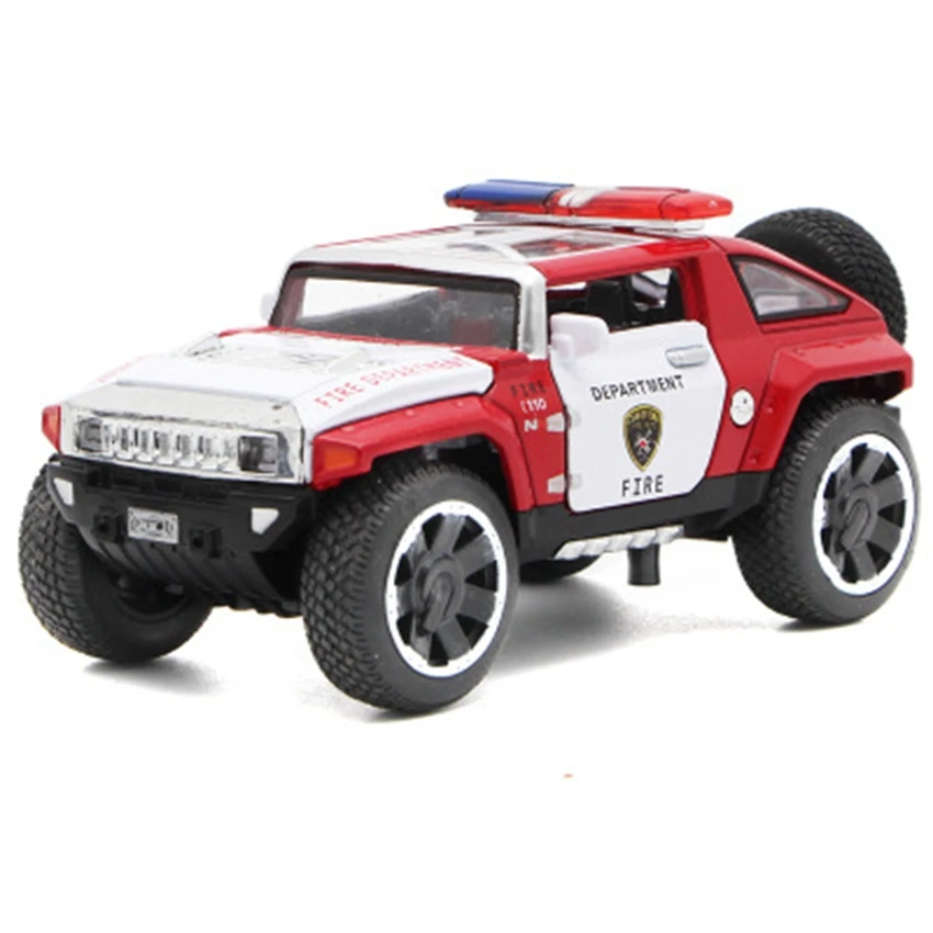 New Hummer HX police car concept car model alloy back sound and light children toy car children birthday gift - Цвет: Красный