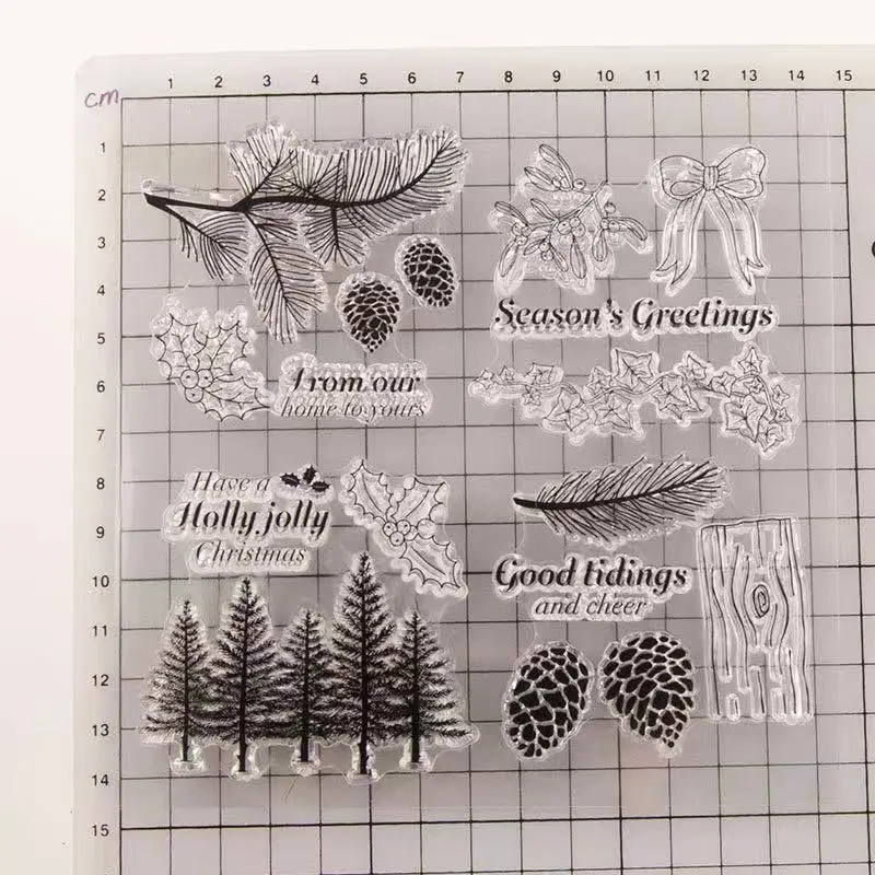 Новинка Рождественская елка шишка отпечаток листика прозрачный уплотнитель силиконовый материал печать Сделай Сам скрапбук поздравительная открытка альбом изготовление