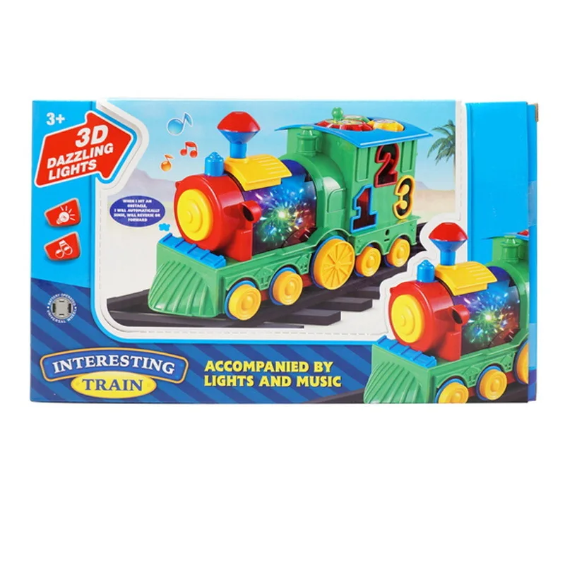 

Electric Cartoon Small Train Sound-And-Light Universal Building Blocks Train Children'S Educational Early Childhood Hands Brains