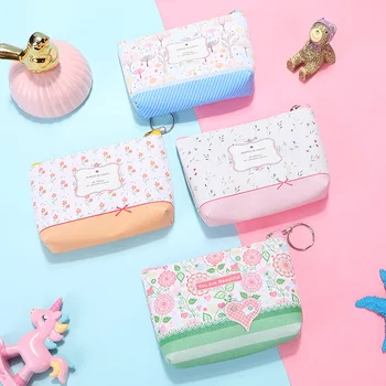 

New Style Creative PU Purse Floral-Print Hipster Bag Earphones Key Coin Women's Wallet