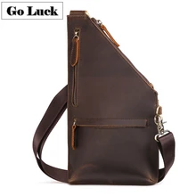Бренд GO-LUCK, Crazy Horse, натуральная кожа, мужская сумка на ремне, через плечо, сумка-мессенджер для мобильного телефона, кошелек