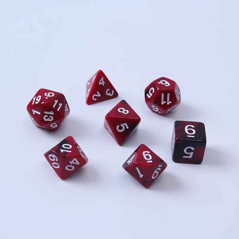 

7pcs Promotion 2-Color Dice Set Effect Poker D&d D4,D6,D8,D10,D%,D12,D20 Polyhedral Dice, Rpg Game Dice With Bag