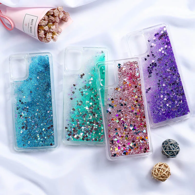 Чехол с блестками и зыбучим песком для Samsung S20 FE Case M52 A51 A50 A70 A13 A52S 5G A21S A12 A20E A31 A41 S21 Plus
