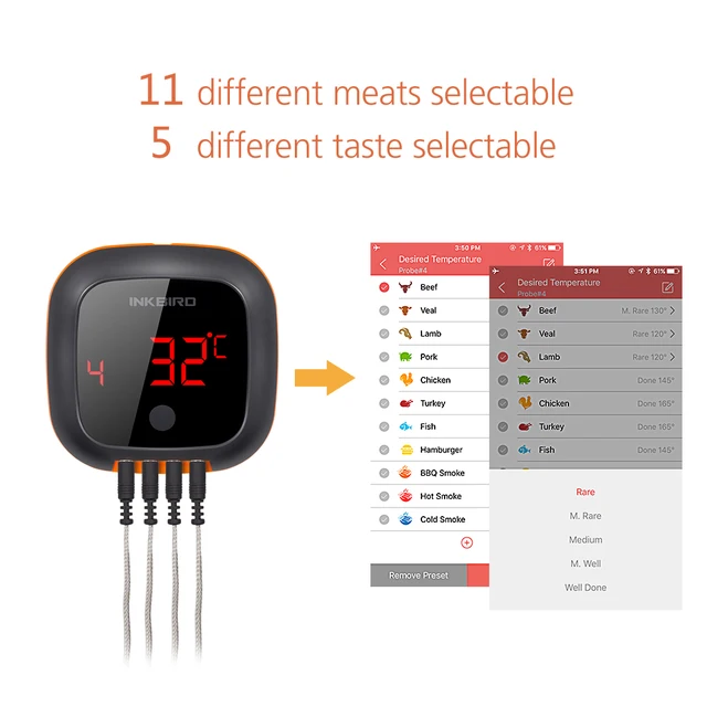 Inkbird Ibt-4Xs Két/Négy Szonda Bbq Főzési Hőmérő Parti Sütőhez Dohányzó Sör Grillezés Sült Támogatás Ingyenes Alkalmazásvezérlés - Image 6