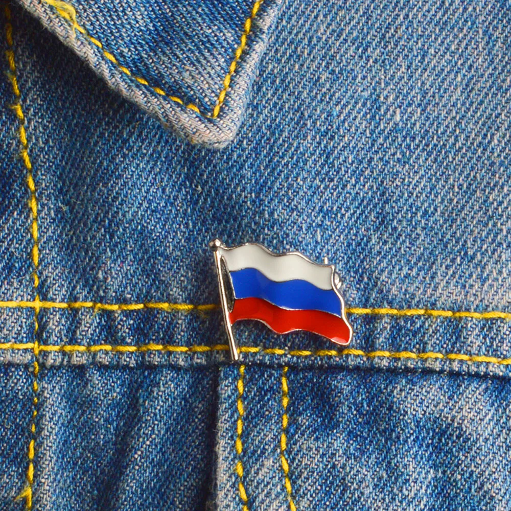 Новый модный креативный значок на лацкан с российским флагом заколка воротник