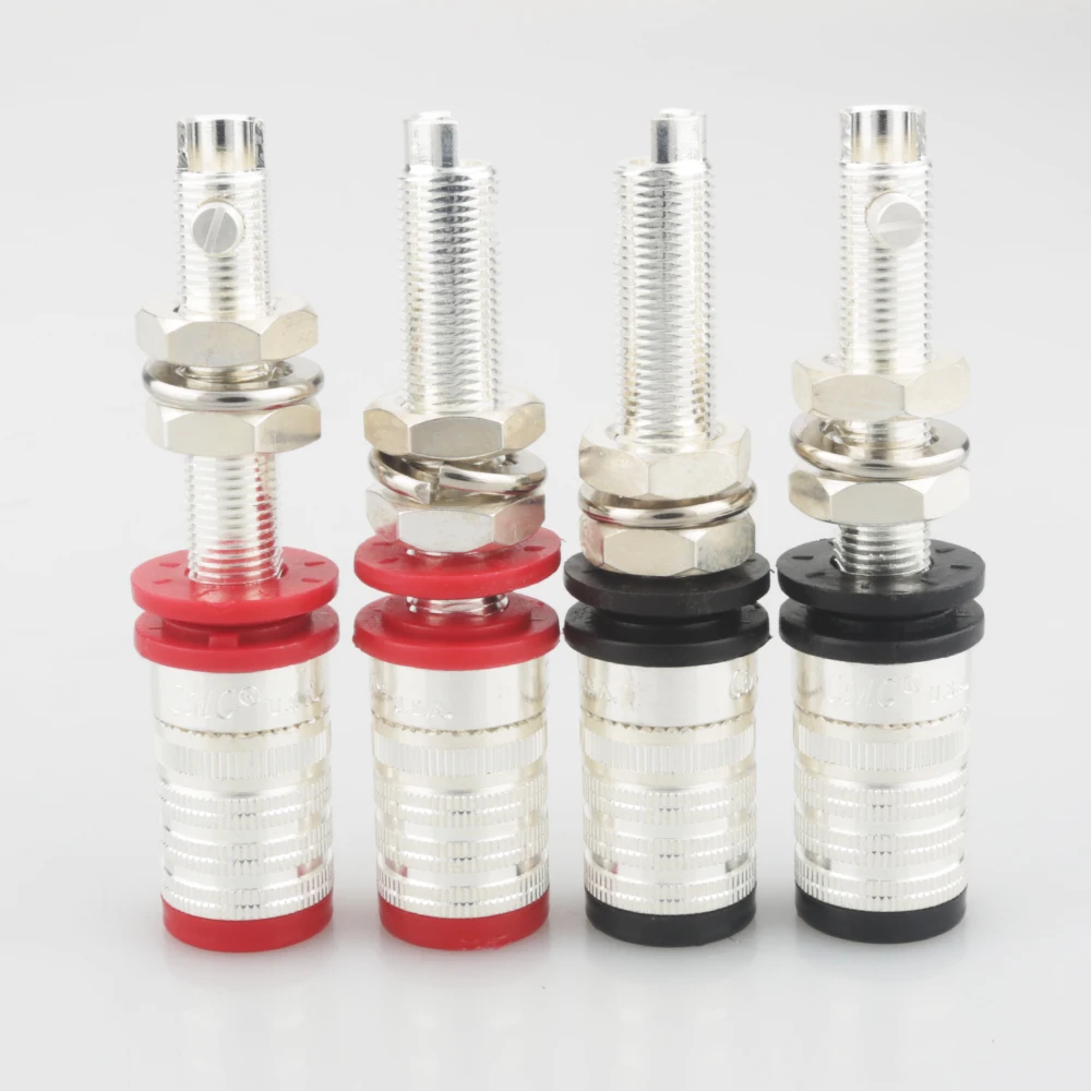 

4pcs High Quality 838-L-AG Silver Plated Speaker Terminal Binding post Audio Speaker Terminal Plug