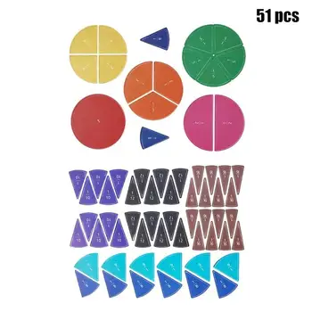 

51Pcs/Lot Magnetic Circular Fractions Counting Wooden Toys Children Early Education Math Operation Learning Educational Toy Gift