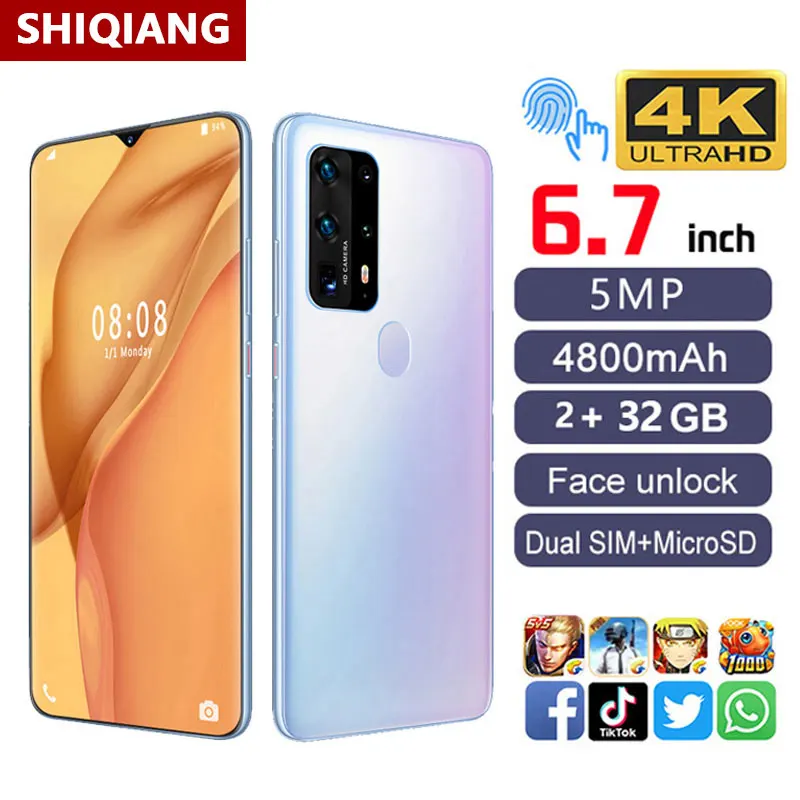 SOYES P43 Pro Android 10.0 Mobile Phones 4800mAh Face Unlocked 32GB Smartphone 2 SIM 5MP HD 6.7 Inch Cell Phones 6 Core Phone