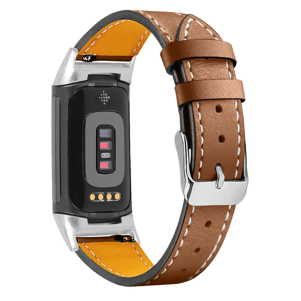 Pulseira de Couro Colorida para Homens e Mulheres Pulseira de Relógio Inteligente para Fitbit Charge e de Alta Qualidade - Image 5