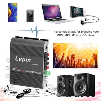 

HIFI Audio Stereo Power Amplifier Mini Subwoofer Car Radio Channels 2 Household Super Bass Lvpin 838 Car Electronics