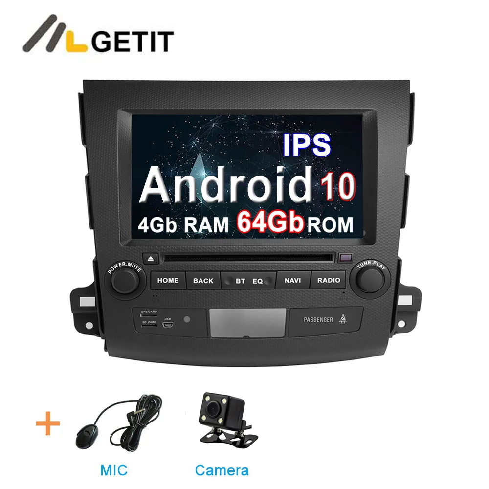 Android 10 Автомобильный DVD стерео плеер gps для Mitsubishi Outlander 2007-2012 с wifi BT - Цвет: 4G CAMERA