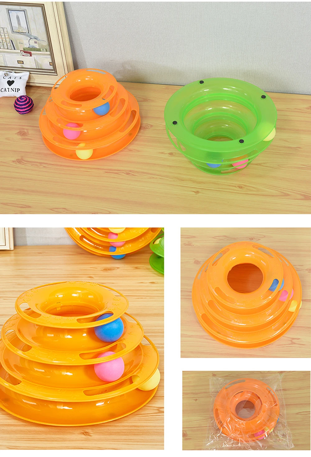 Pet Cat Toy Ball Pet Toy Cat Three-Layer Track Turntable Pet Supplies Intelligence Training Interactive Turntable With 3 Balls