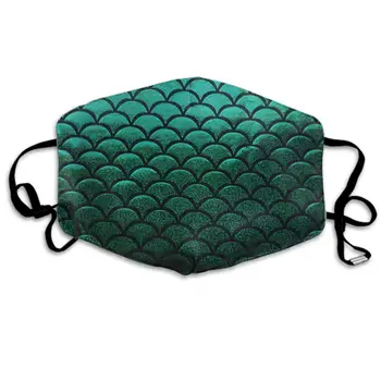 

Comfortable Two Layer Dust Mask, Soft Green Pastel Mermaid Fish Scale Face Mask Cover Mouth for Adults and Teens