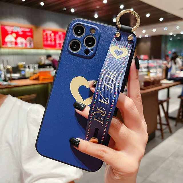 Abstract Geometry Wrist Strap Soft Phone Case For Iphone 11 12 13 Pro MAX X XR XS SE 2020 7 8 Plus Hand Band Bracket Cover