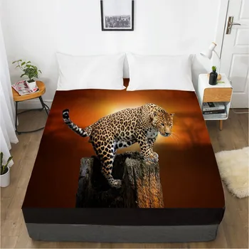 

3D Fitted Sheet Bed Mattress Fitted Cover Custom Design Bed Linens Sheets Bedsheet 198*203cm Size Animal Leopard Printed Bedding