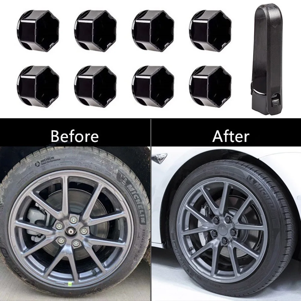 High Quality 20pcs Wheel Nut Caps+1pc Clip Tool For Tesla Model 3 Wheel Nut Covers Lug Wheel Cap Lug Nut Cover Puller Kit