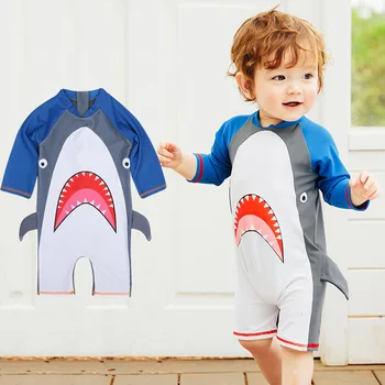 

Korean Baby Boy Shark Swimwear Surfing Suit for Girls Baby Girl One Piece Outfit Summer Beach Kids Swimsuit