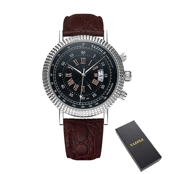 406 black brown Yazole мужские часы от ведущего бренда класса люкс с кожаным циферблатом водонепроницаемые кварцевые часы деловые мужские часы с датой erkek kol saati - Цвет: 406 black brown