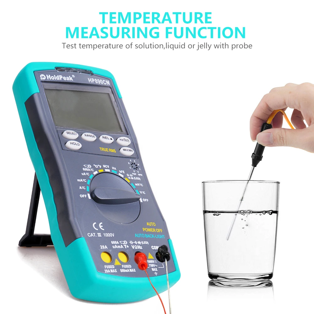 

HoldPeak HP890CN Stable LCD Digital Multimeter DC AC Voltage Current HP-890CN Temperature Meaurement Auto Range