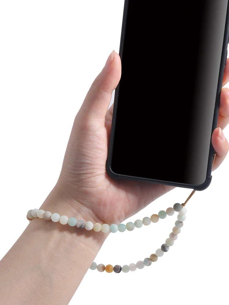 OAIITE Natural Amazonite Tiger Eye Mobile Phone Chain Strap Meditation Beads Anti-lost Lanyard Keychain Accessories Yoga Gift |