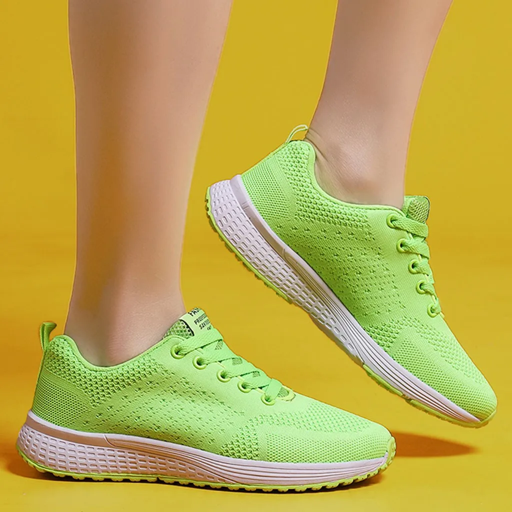 KANCOLLE Ladies Fashion Casual Breathable Lace Up Sneakers Flying Weaving Sport Walking Cushion Athletic Running Shoes 103#4