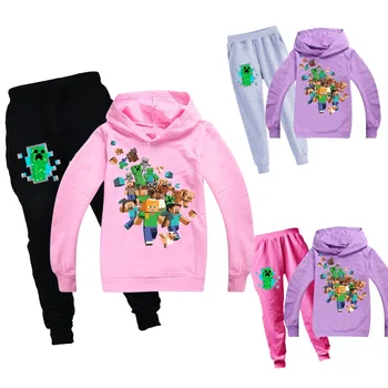 

Minecrafting Anime Hoodies Kids Sweatshirt Set Fashion Hooded T Shirt Trousers Toddler Girls Coat Children Kid Boys Tracksuit