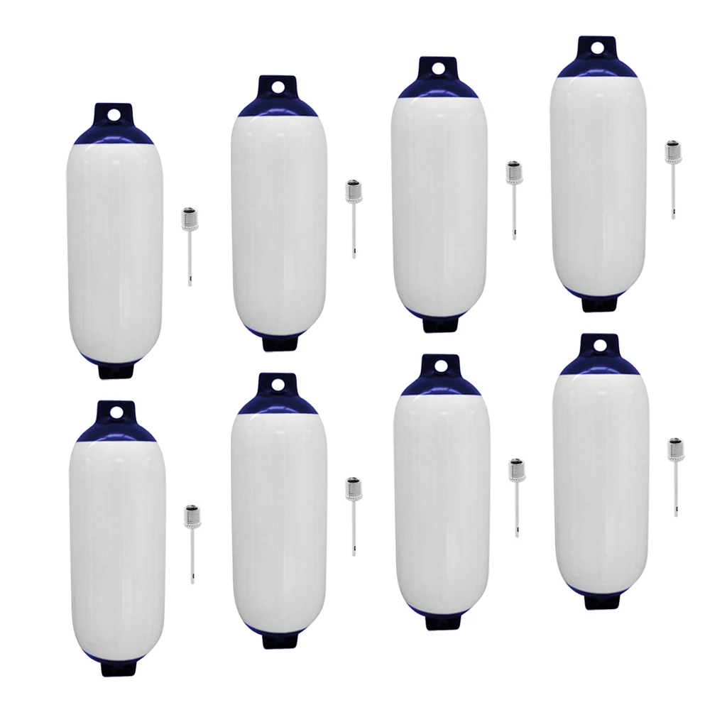 8-Pack Ribbed Marine Boat Fender Durable PVC Bumper Dock Shield Protection 4.3'' x 15.7''