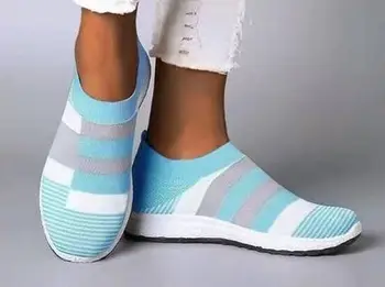 

YEELOCA 2020 new slip-on breathable mesh sock women casual flat shoes loafers vulcanized shoes woman plus size ZX0348