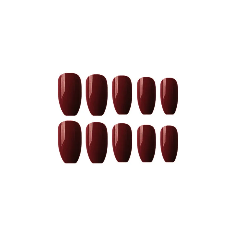 Nusx Hot 24pcs Wine Red Extra Long False Nails Tips Glue Oval Sharp End Fake Nail 5