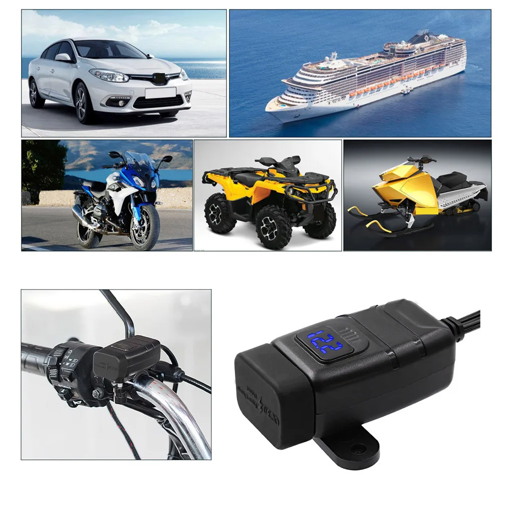 Велосипедная Автомобильная розетка с двумя USB-портами сетевой адаптер для
