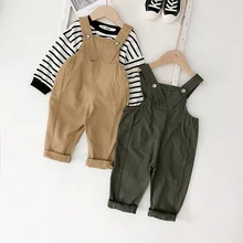 Детские штаны повседневные Прямые Штаны для мальчиков и девочек одежда для маленьких девочек свободные брюки для малышей Комбинезоны милые комбинезоны комбинезон