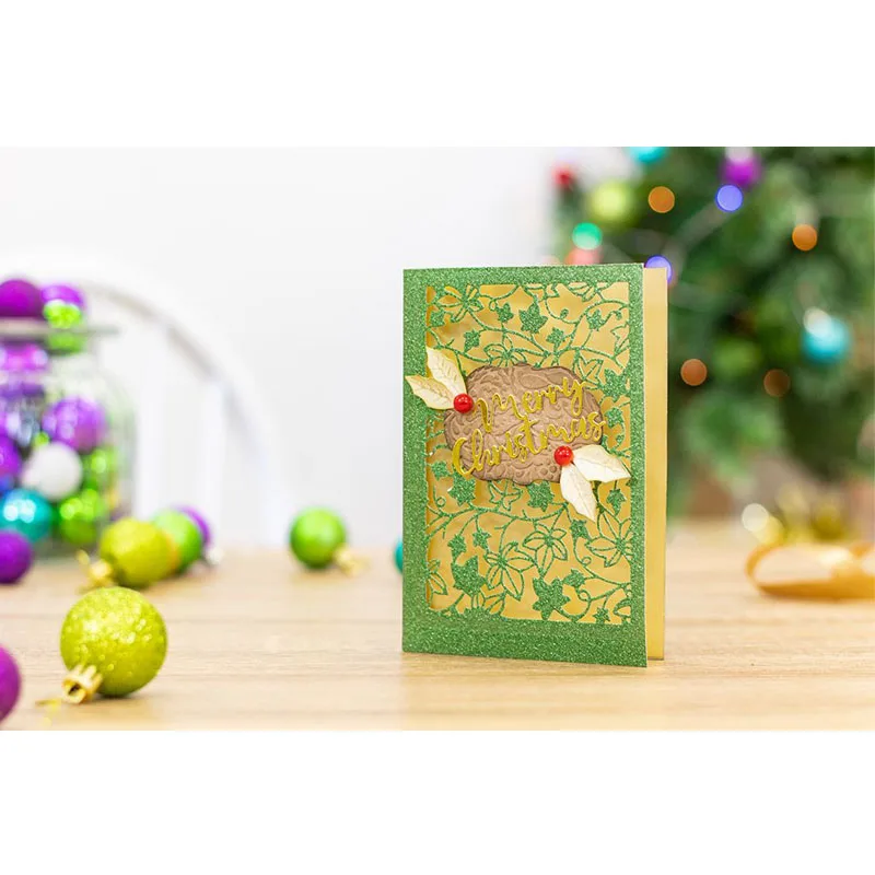 Рождественские украшения Цветы& рамка для листьев металла прорезной трафарет для окраски для DIY Скрапбукинг альбом ремесленные товары, карточка делая