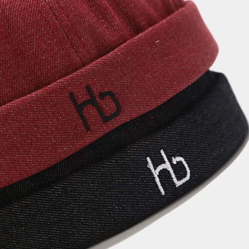 Vintage Beanie Hats Men Women Spring Autumn Landlord Hat Corduroy Docker Sailor Biker Caps Brimless Skull Loop Adjustable Cotton black skully beanie