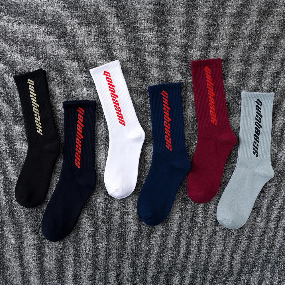 Осень-зима, пара, смешные мужские носки, женские, хлопок, Харадзюку, милый Алфавит, рисунок, рождественские носки, хип-хоп, колледж, ветер, носки