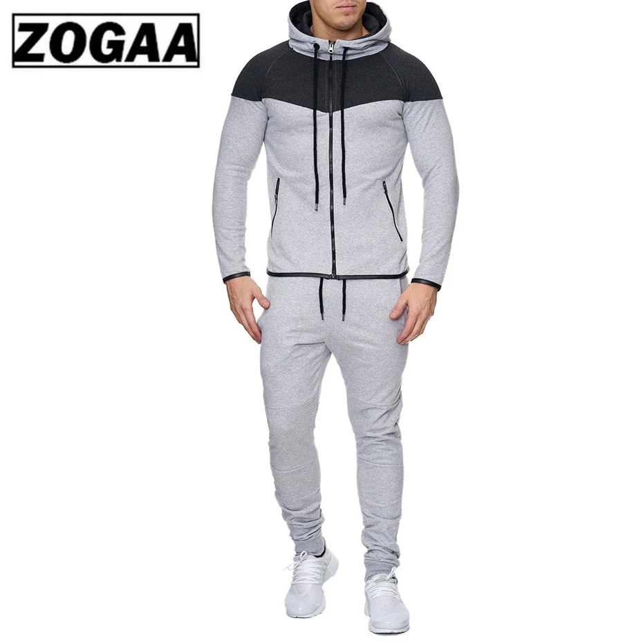 ZOGAA 2019 новый мужской спортивный костюм из 2 частей комплекты с капюшоном мужские