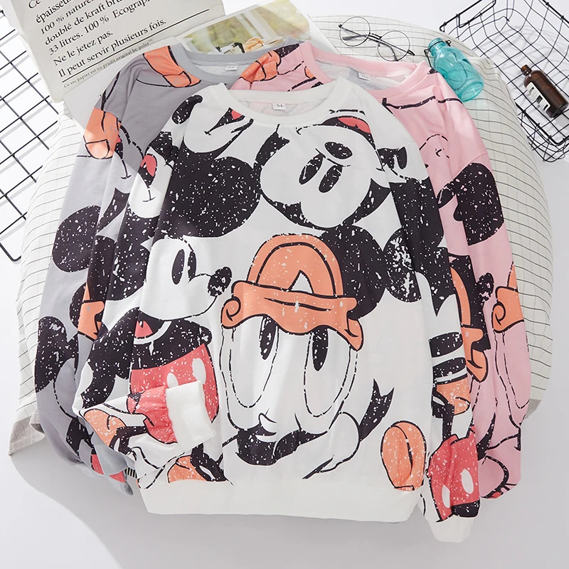 Plus Size Mickey Mouse Hoodies Women Harajuku Streetwear Thin Kawaii Oversized Sweatshirt Clothing Fashion Long Sleeve Tops 2021