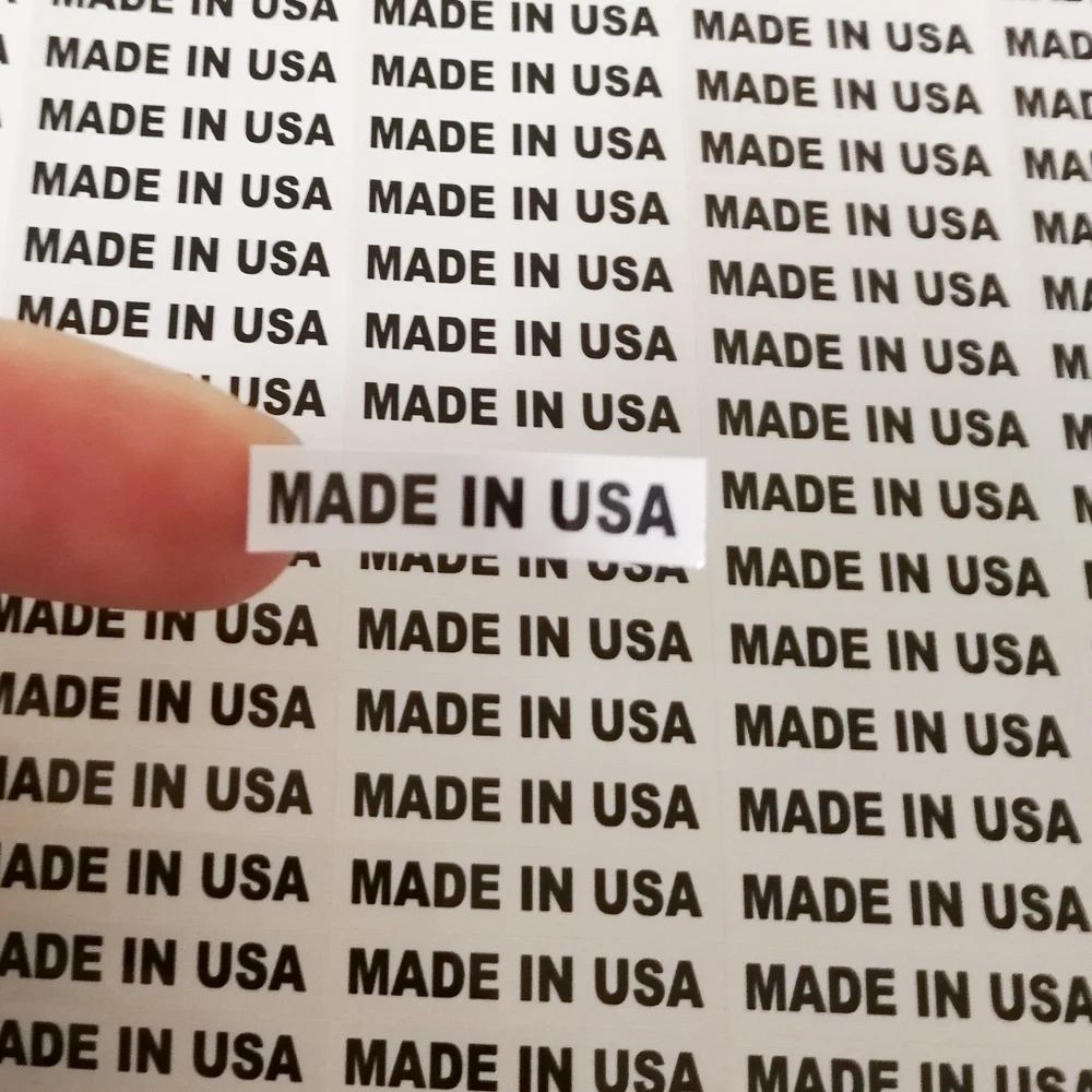 1000pcs 6X28mm White or Transparent Label MADE IN USA Stickers  Country of Origin