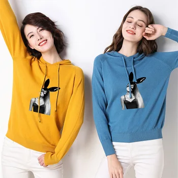 

New Ariana Grande Fashion Cool Singer sweater European and American fashion wild big yards hooded Winter female sweater