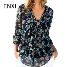 ENXI/одежда с цветочным принтом для беременных женщин; Футболка для беременных; Embarazada; модная шифоновая футболка с v-образным вырезом; женская одежда