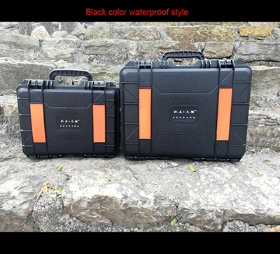 waterproof black Защитный Водонепроницаемый чехол для инструмента защиты оборудования ящик для сушки пластиковый Влагостойкий Чехол для инструмента с предварительно вырезанной пеной - Цвет: waterproof black