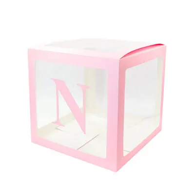 Nicro Алфавит прозрачная розовая коробка Упаковка Имя шар DIY письмо коробка ребенок душ Любовь Свадьба День Рождения Декор# Bal121 - Цвет: N