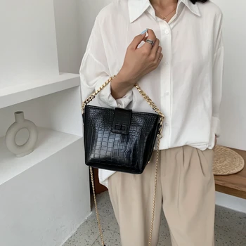 

Fashion Small Bucket Bag For Women 2020 New Quality Leather Crossbody Bag Stone Pattern Ladies Handbag Hasp Phone Shoulder Bag