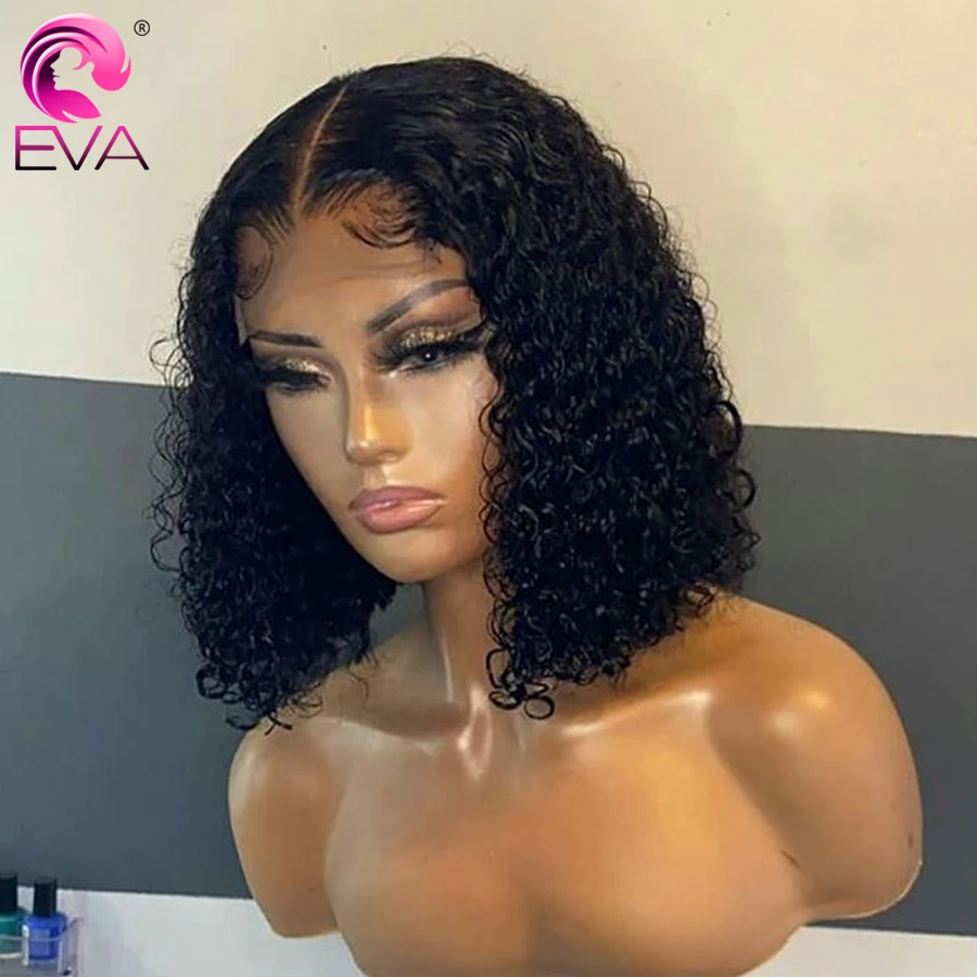 Eva HD Transparent Lace Frontal Wigs Curly Lace Front Human Hair Wigs Short Bob Human Hair For Women Jerry Curly Bob Wig