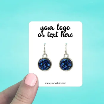 

Custom Jewelry Cards Boutiques Jewelry Tags Earring Cards 2.5 x 3" Rounded Rectangle Personalized Earring Display Cards