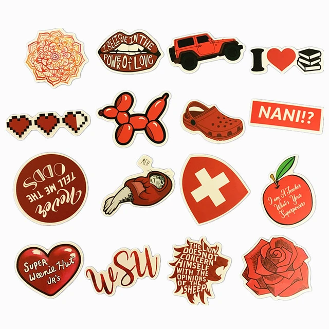 50PCS Cartoon Red INS Style Vsco Girl For Laptop Skateboard Luggage Refrigerator Notebook Laptop