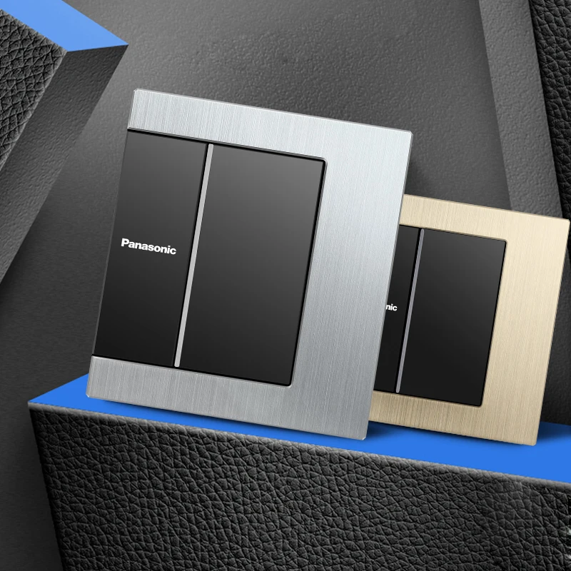 Panasonic Japan New Design Luxury Light Switch 1 2 3 Gang 2 Way Wall Switch Aluminum Alloy Panel on/off Reset Structure Switch