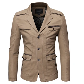 

New Luxury Men Blazer New Fashion Brand High Quality Cotton Blends Slim Fit Blazer Man Casual Terno Masculino Blazers Men