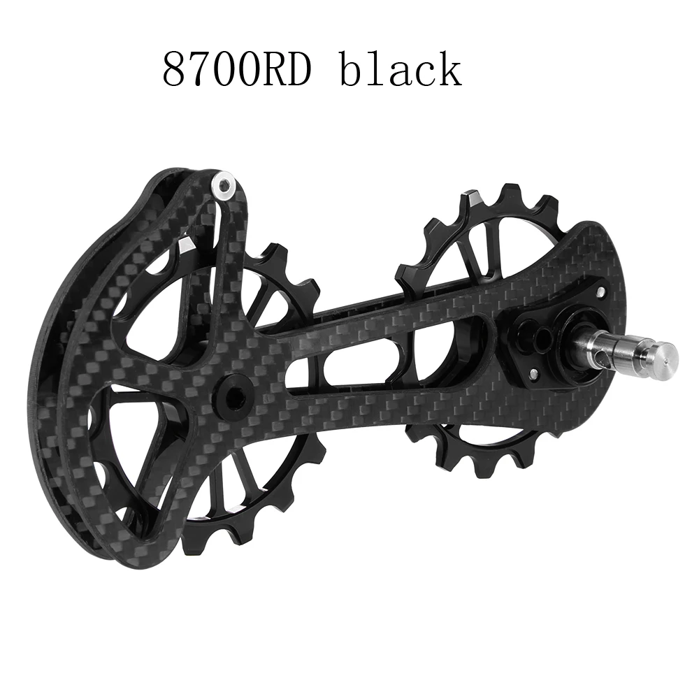 8700RD black 16T велосипедный керамический подшипник Jockey шкив колеса Набор волокна CNC задний переключатель направляющая для Shimano 6800/6870/4600/9000/9070 - Цвет: 8700RD black