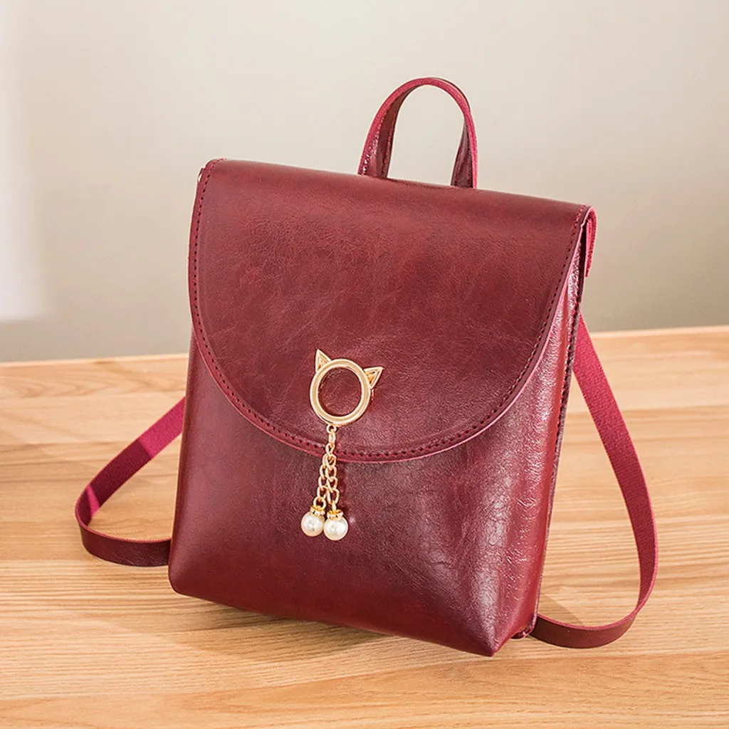 Женский кожаный рюкзак школьная сумка наплечная жемчужная сумочка цветная для